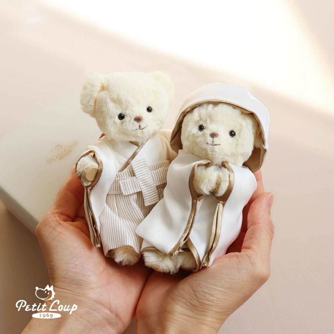 縁起の良い和装ウェルカムベア 夫婦守FUU 白無垢＆袴ベア