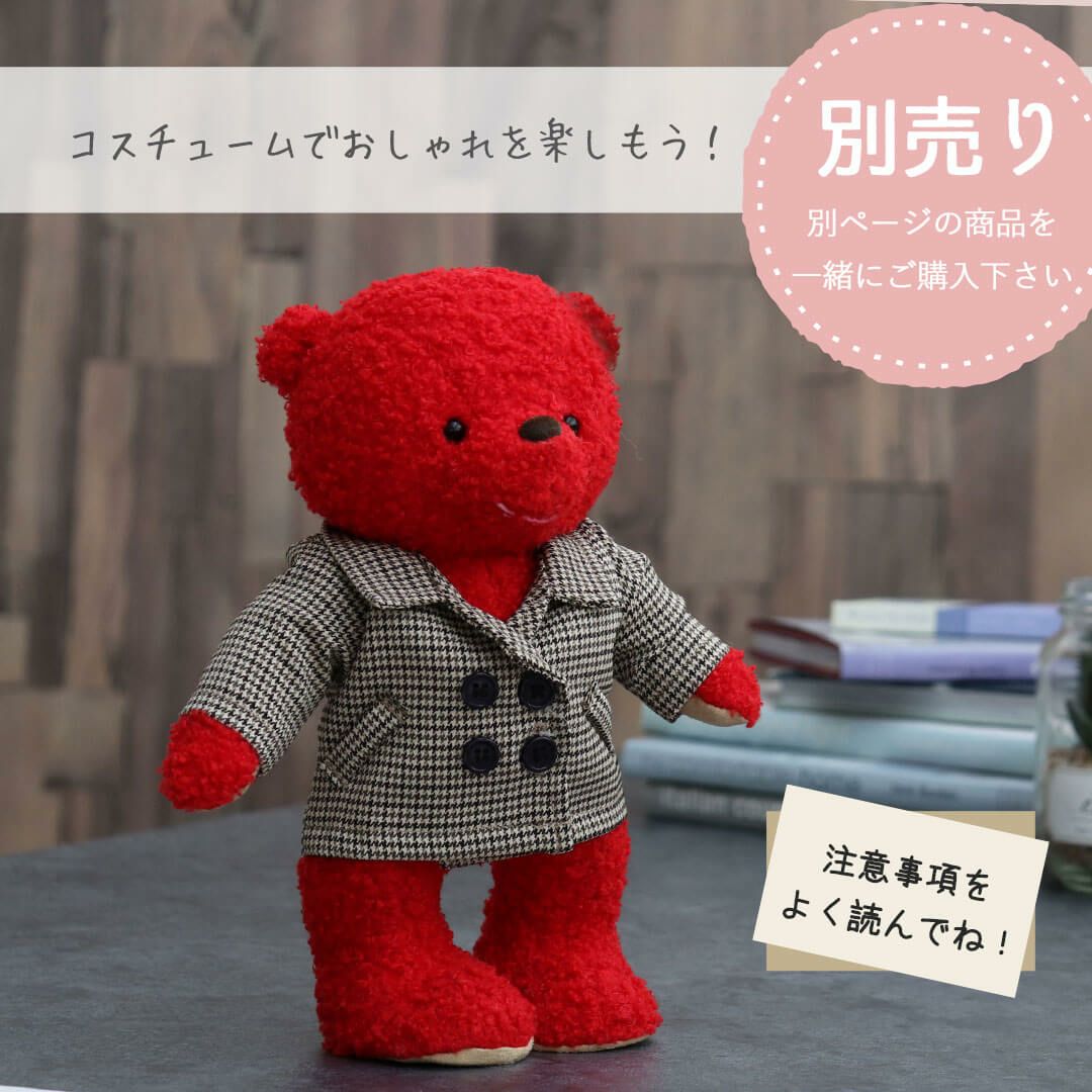 テディベアミュージアム　クマのイラスト付き赤いエプロン 母の日に贈るカーネーションベアエプロン(3S) | テディベアギフトの