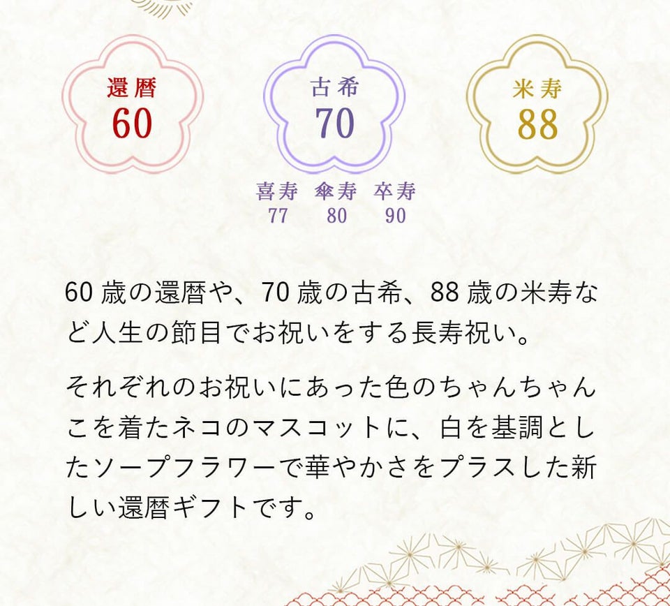 長寿お祝いネコフラワーギフト