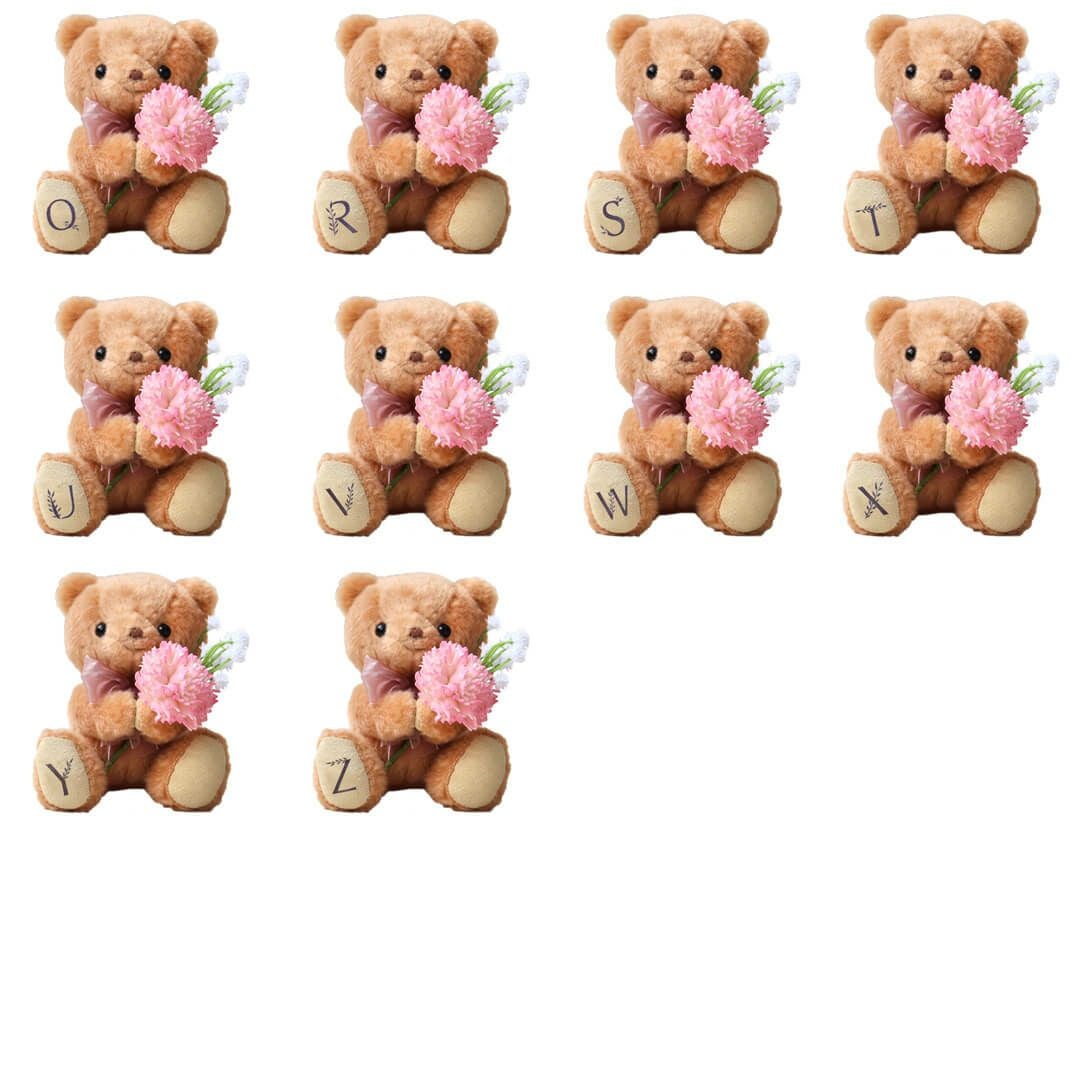 イニシャル入りテディベア＆ソラフラワーギフト｜誕生日や卒業祝いに