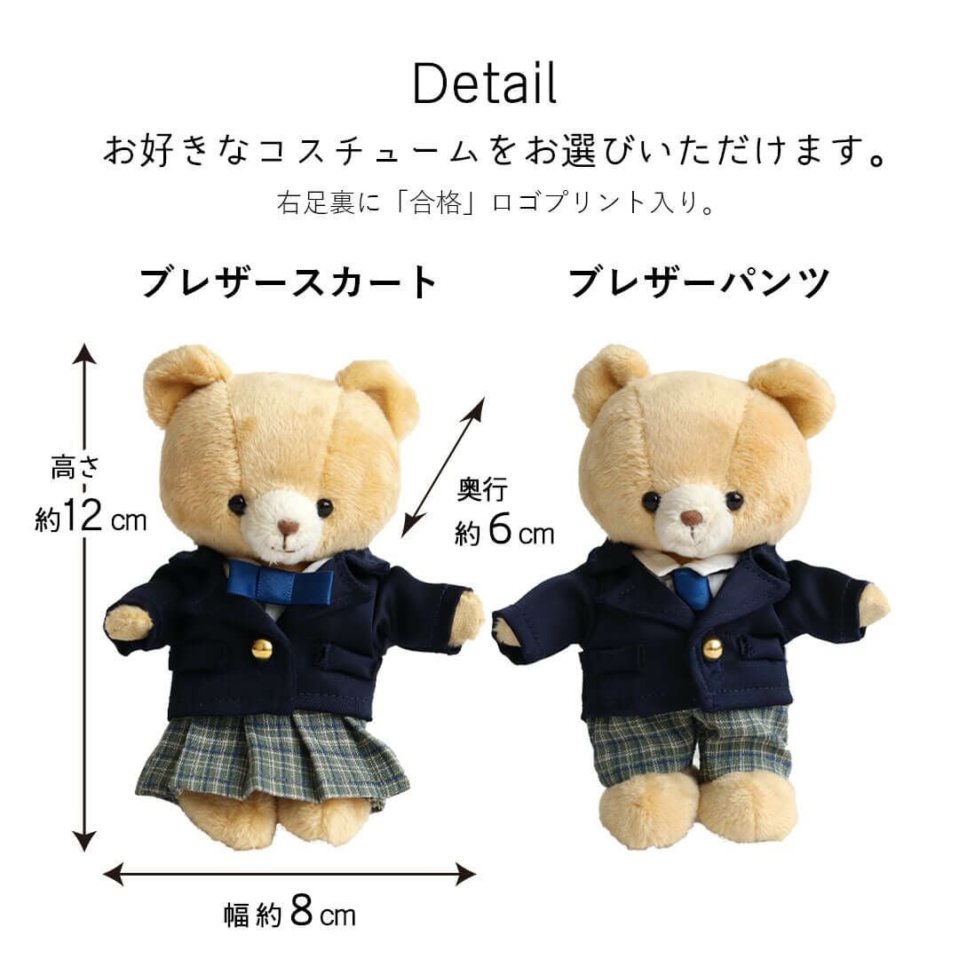 合格祈願】制服を着たお守りテディベア(ぬいぐるみ)｜合格祝いギフト