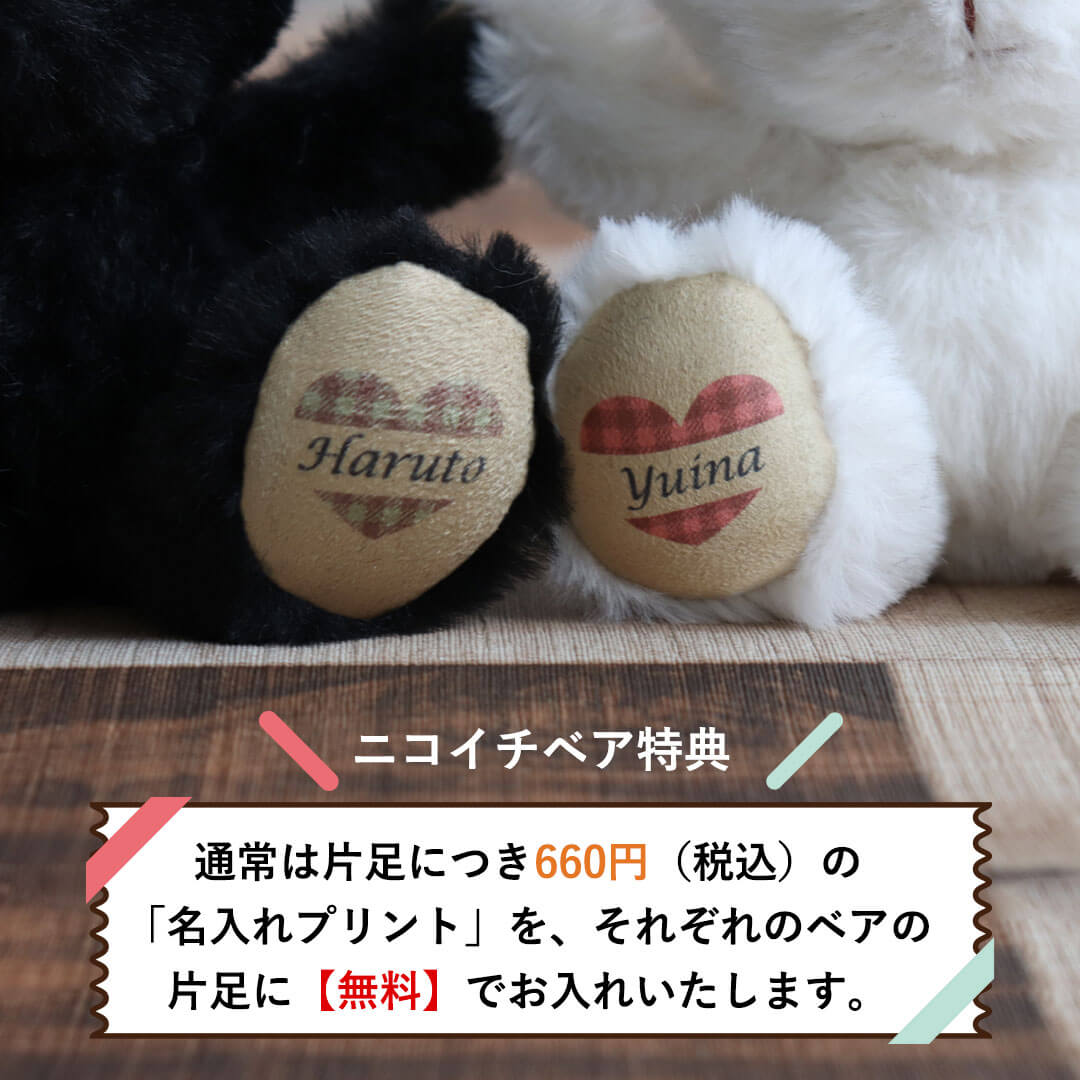 名入れ無料】ニコイチテディベア(4S)｜お揃いのペアぬいぐるみギフト
