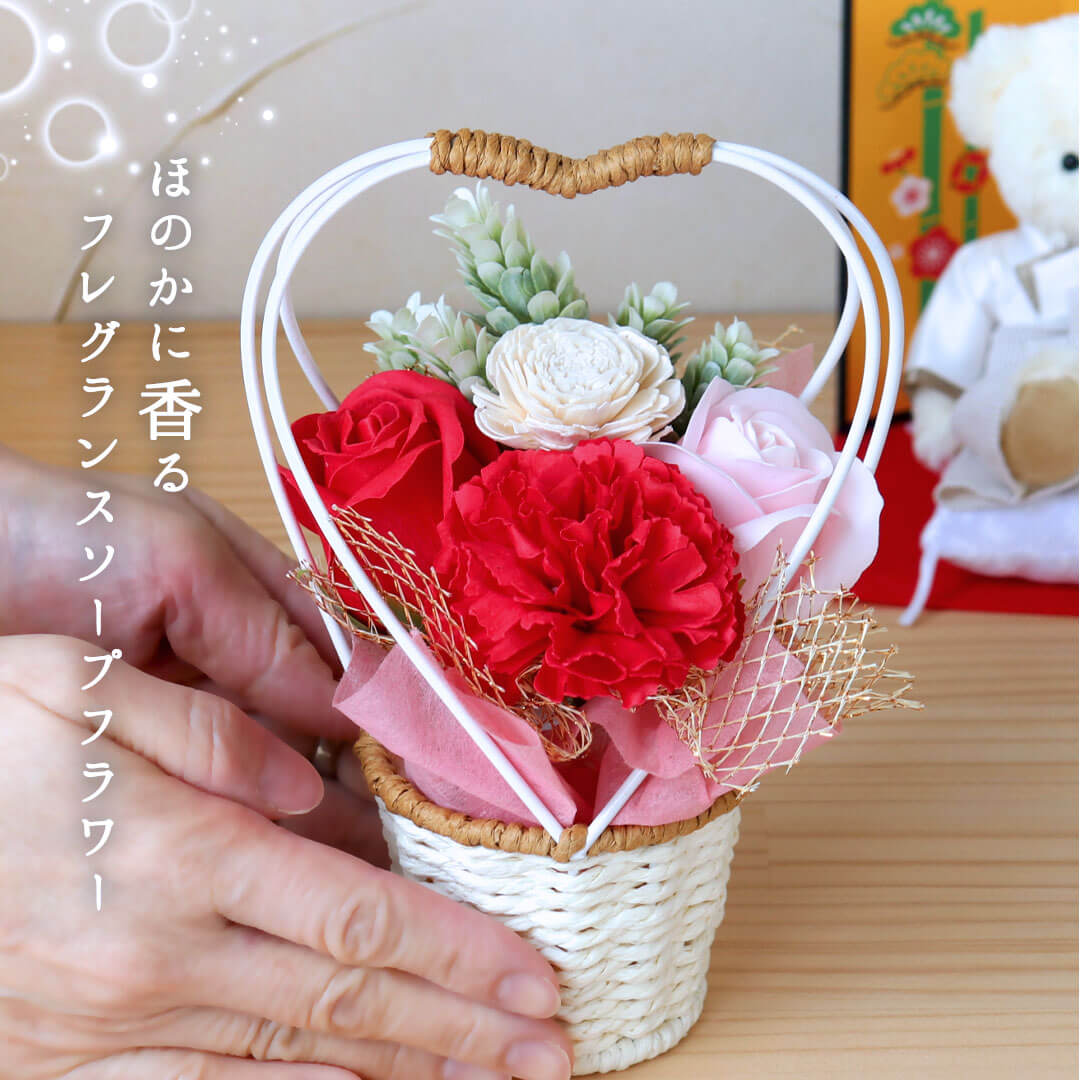 結婚記念ベア屏風フラワー(4S) / 結婚記念ロゴ入り | テディベアギフト