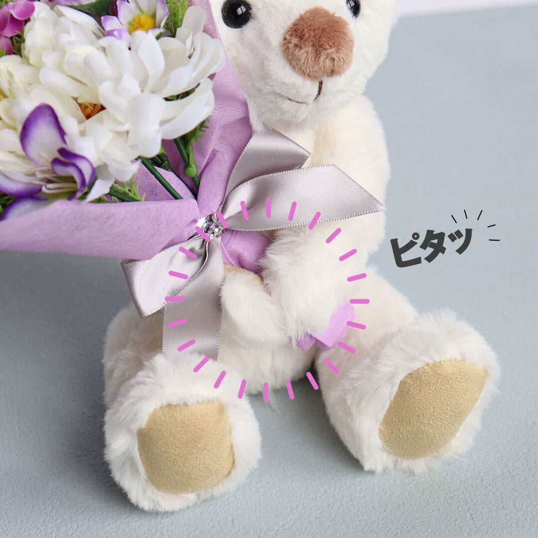 心に寄り添う お供えテディベア 供花アレンジメント（造花）ペット供養